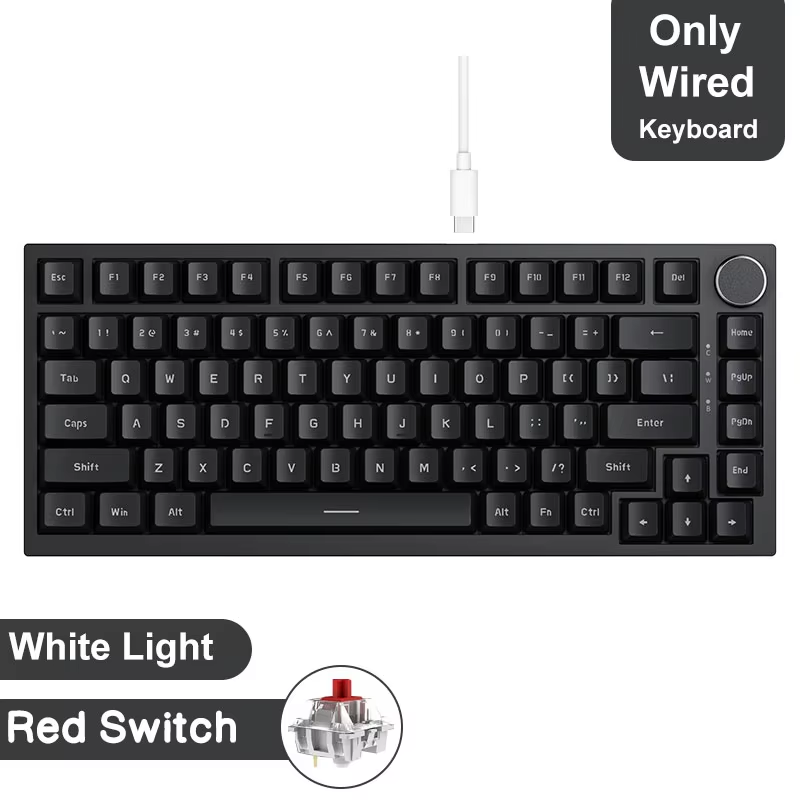  Ajazz AK820/AK820Pro Gaming Mechanical Keyboard Bluetooth 5.1/Wireless/C-Wired Customized Keyboard with Knob Hot Swapping Gasket 