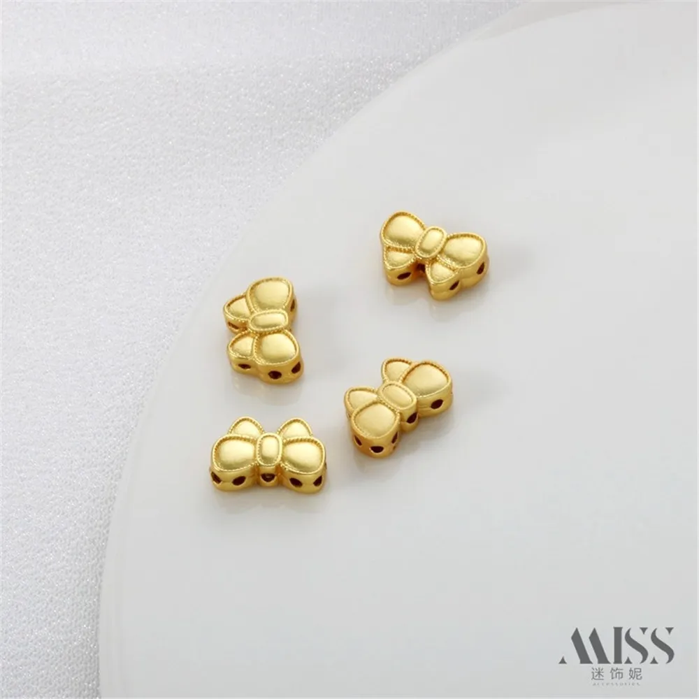 Matte Gold Bag Gold Color Retention 7.5mm × 11.5mm Through Hole Bow Bead Spacer DIY Bracelet Necklace Jewelry Accessories