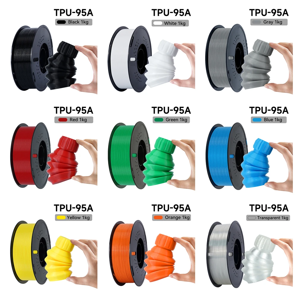 KINGROON Filament do drukarki 3D TPU 1KG 1.75mm Miękki, elastyczny materiał do druku 3D Wysoka odporność TPU Plastikowa siatka Waga 1 kg/rolka — zdjęcie 2