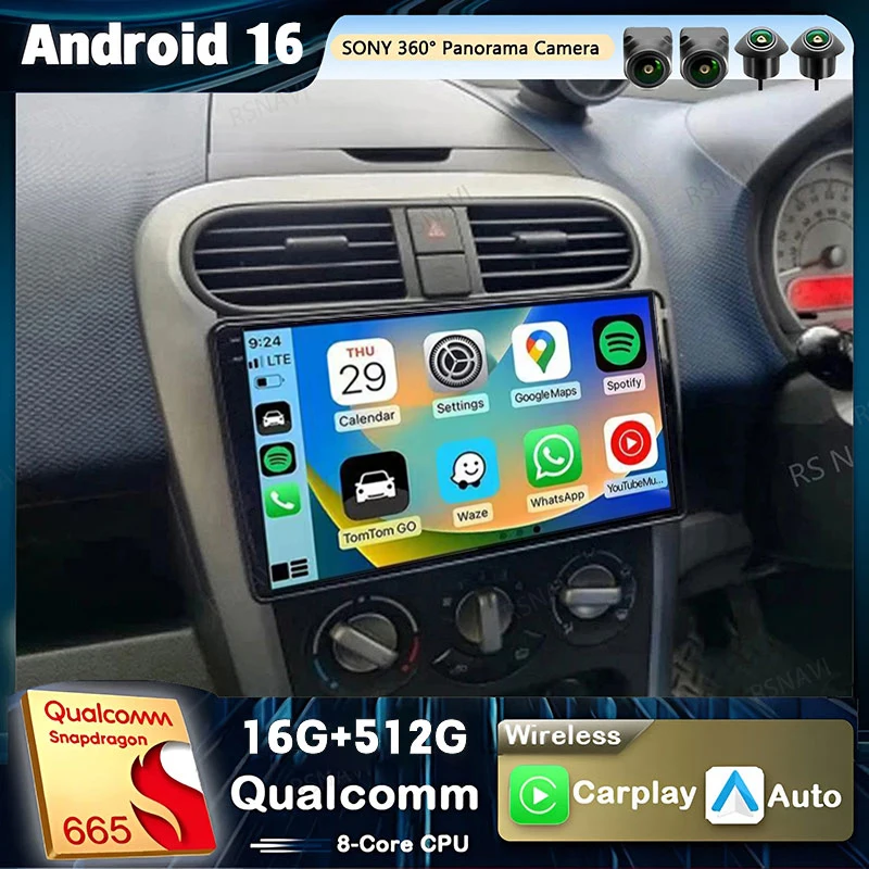Android 16 Carplay Auto For SUZUKI Splash Ritz OPEL Agila 2008 - 2014 Car Radio Player Multimedia Stereo Navigation DSP DVD BT