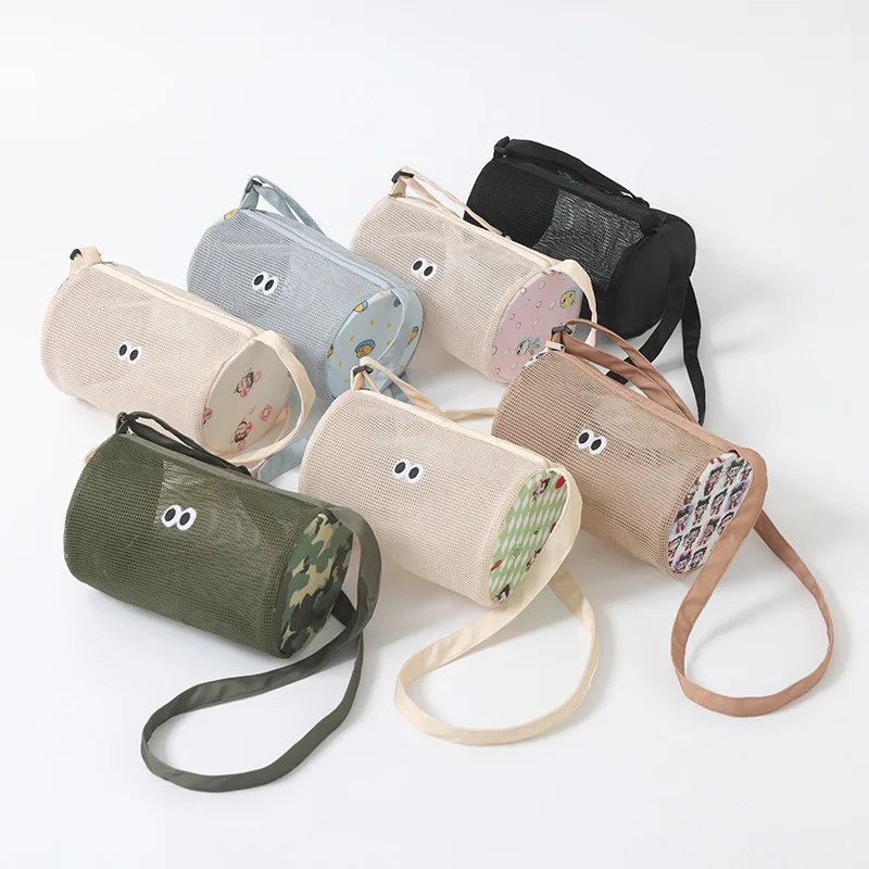 

Multifunctional Travel Crossbody & Beach Swimming Bag Kids Toy Storage Organizer Large Capacity Cylindrical Mesh Cosmetic Bag