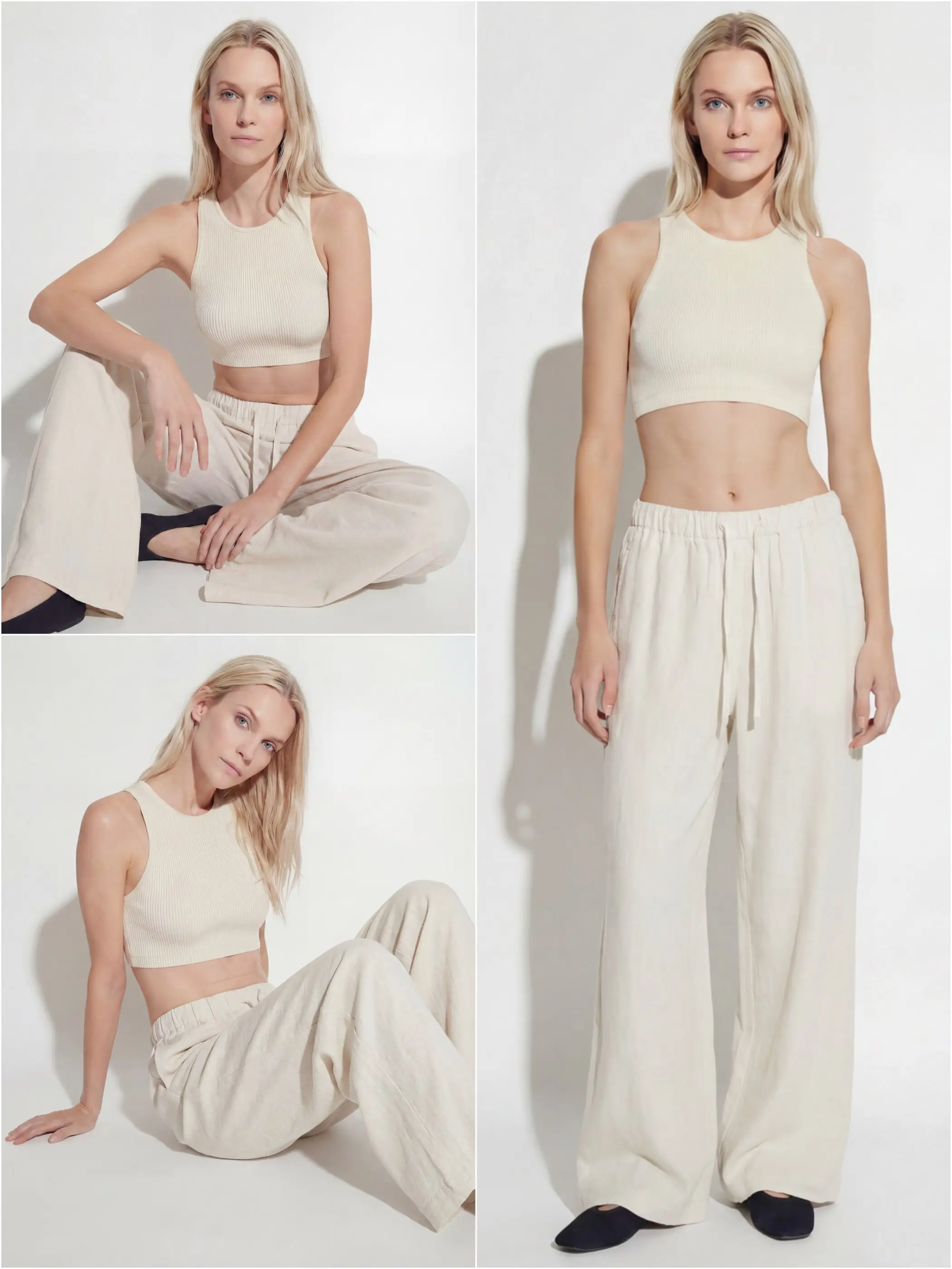 

High Waist Linen Straight Leg Pants Draped Texture Silk-Like Women's Non-Lightweight Casual Trousers Breathable Anti-Wrinkle