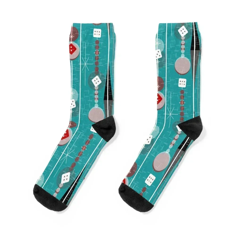 Backgammon Bling -- Retro Game Night -- Mid-century Modern Socks short Heating sock sports stockings designer Socks Woman Men's