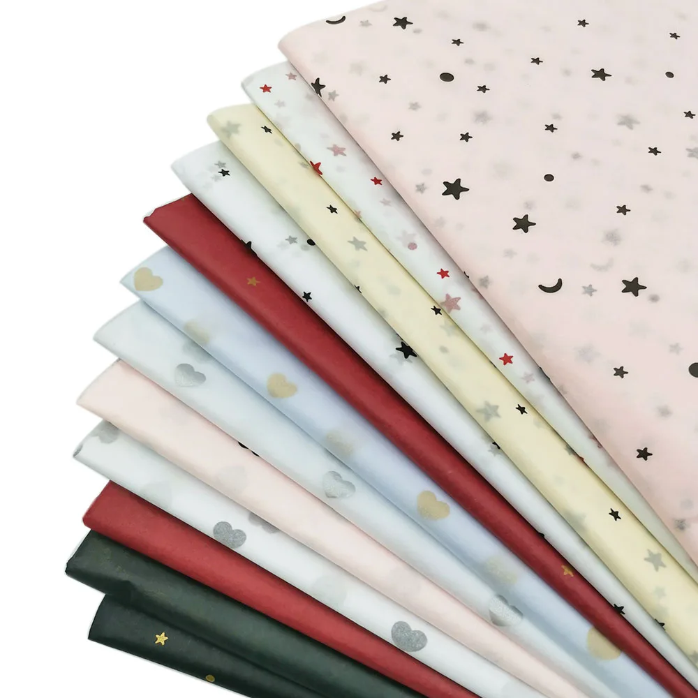 19x14in 10pcs Various Colors Sydney Paper DIY Handmade Craft Star Moon Love Pattern Tissue Papers Flower Gift Packaging Material