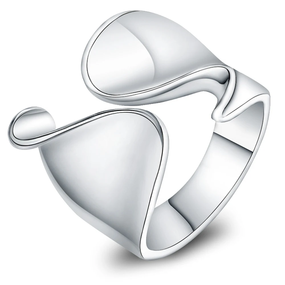 Nieuwe 925 sterling zilveren eenvoudige opening glanzende ring voor dames mode bruiloft charme sieraden