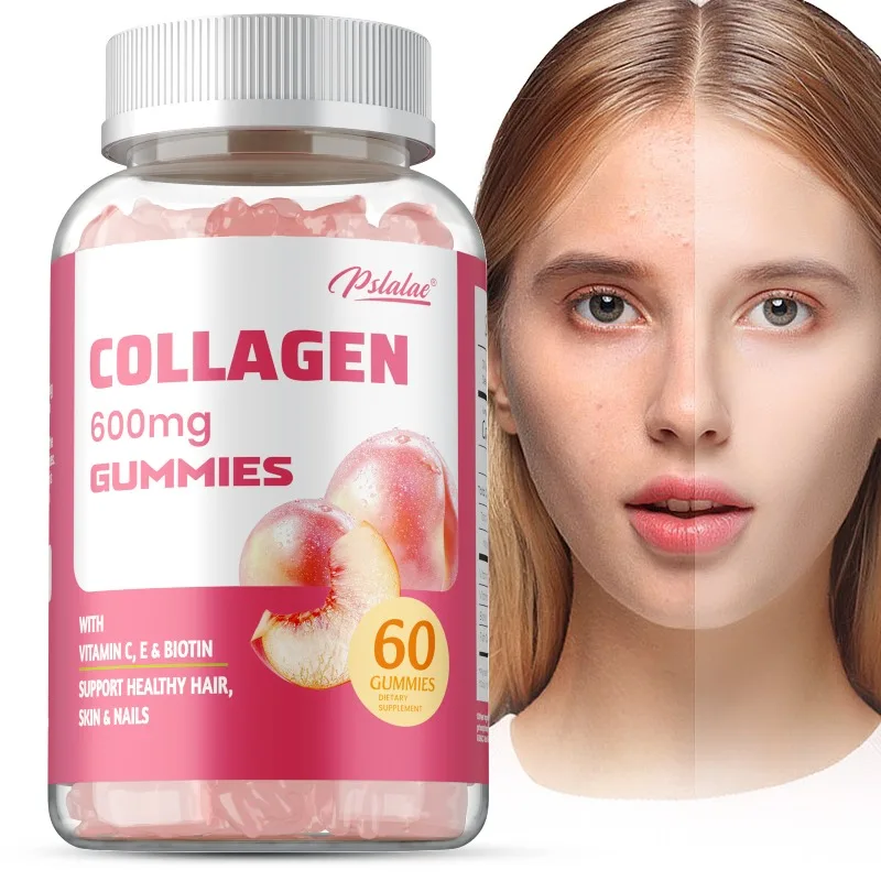 

Collagen Gummies 600mg - Brighten Skin Tone, Reduce Spots, Supports Hair, Skin & Nails Health, Improves Energy, Non-GMO