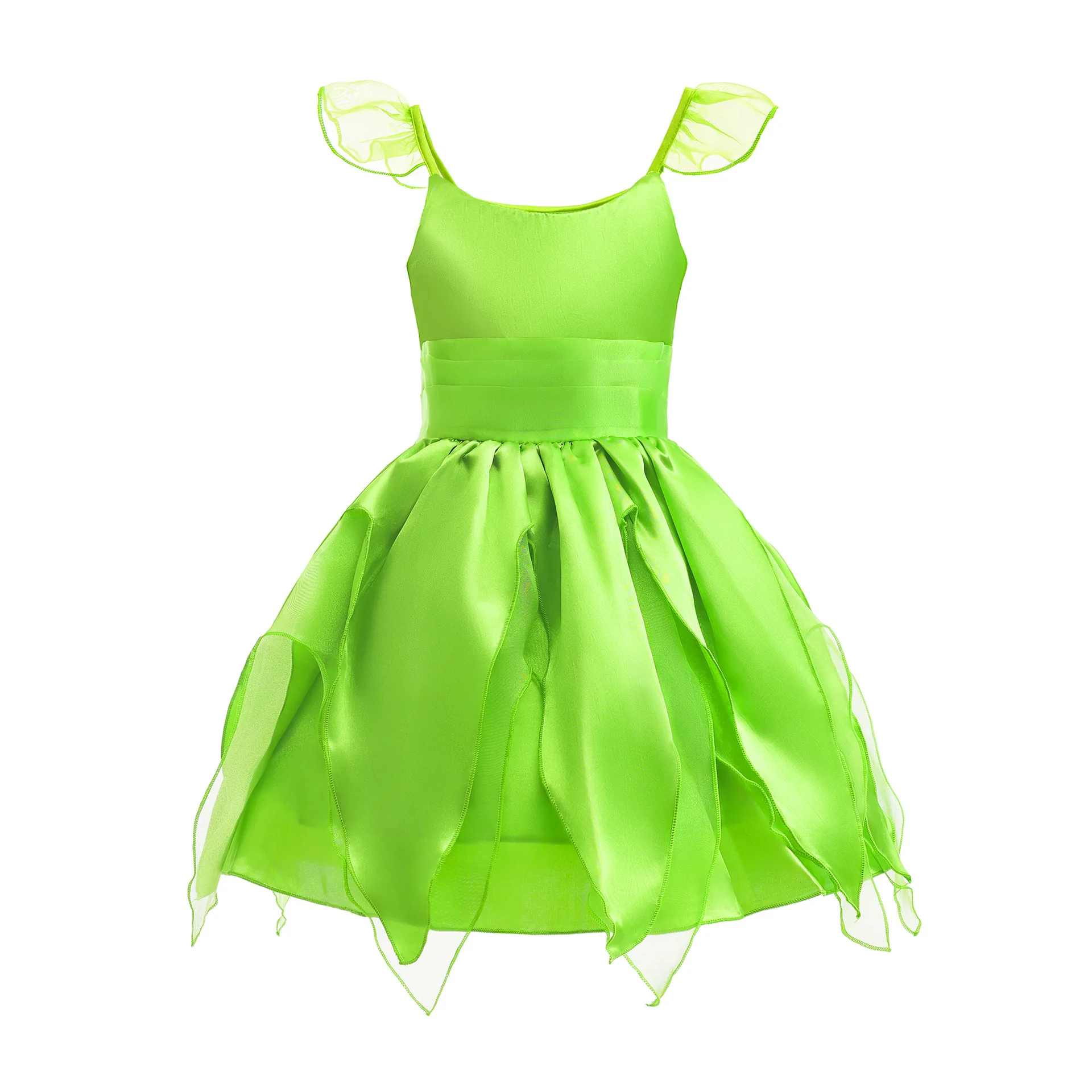 Fairy Tinker Bell Dress for Girls Princess Costume Kids Cosplay Green Flower Fairy Elf Wings TinkerBell Carnival Party Clothes