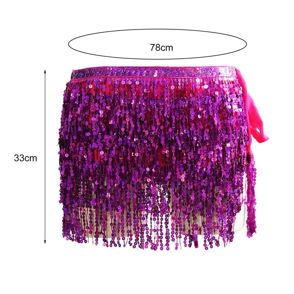 Belly Dancer Skirt Shining Mini Skirt Short Belly Dance Fringed Shiny Sequin Tassels Belly Dancer Skirt for Stage Show