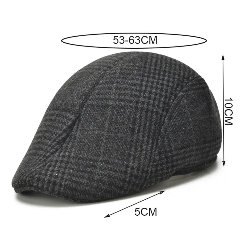 Ciepła, z wełny czapka z tkaniny do przodu dla mężczyzn kobiet jesień zima wiatroszczelna miękka krata Beret Unisex Peaky Blinders czapka