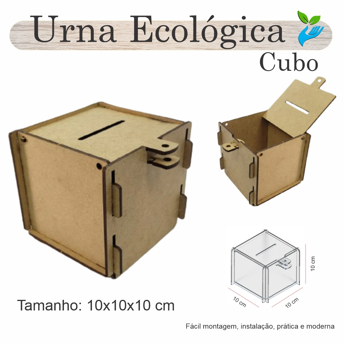 ECOLOGICAL Urn Draw Box Suggestions Cube 10 Cm X 10 MDF