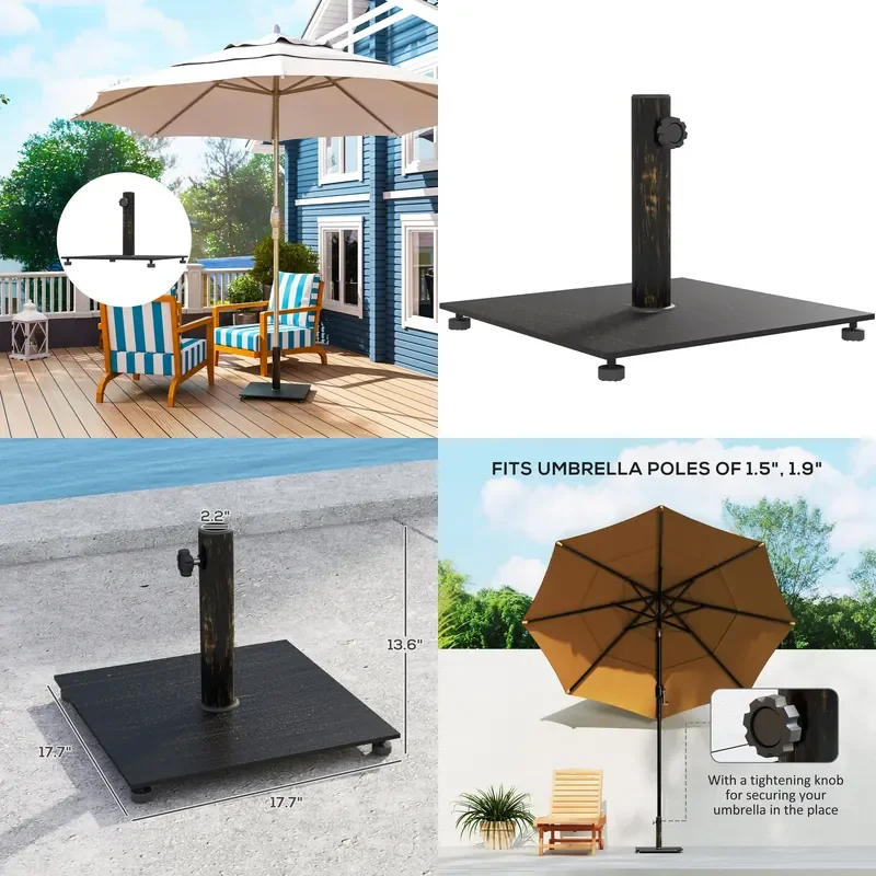 

Square Patio Umbrella Base, 29 Lbs Metal Umbrella Stand, Bronze