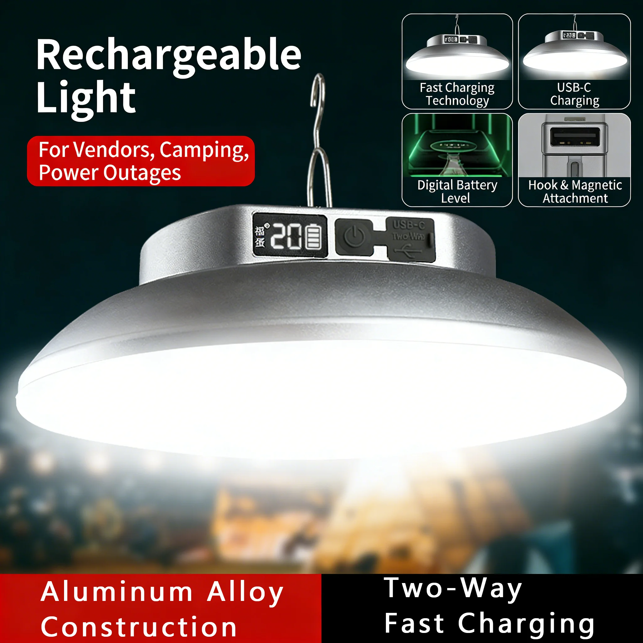 18000mAh Rechargeable LED Camping light Tent Light Lantern Portable Emergency Night Market Light Outdoor Camping Bulb Lamp Home