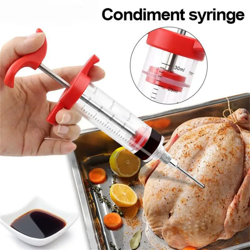 Flavor Needle BBQ Meat Syringe Marinade Injector Pork Steak Meat Sauces Syringes With 1 Stainless Steel Needles Kitchen Tools