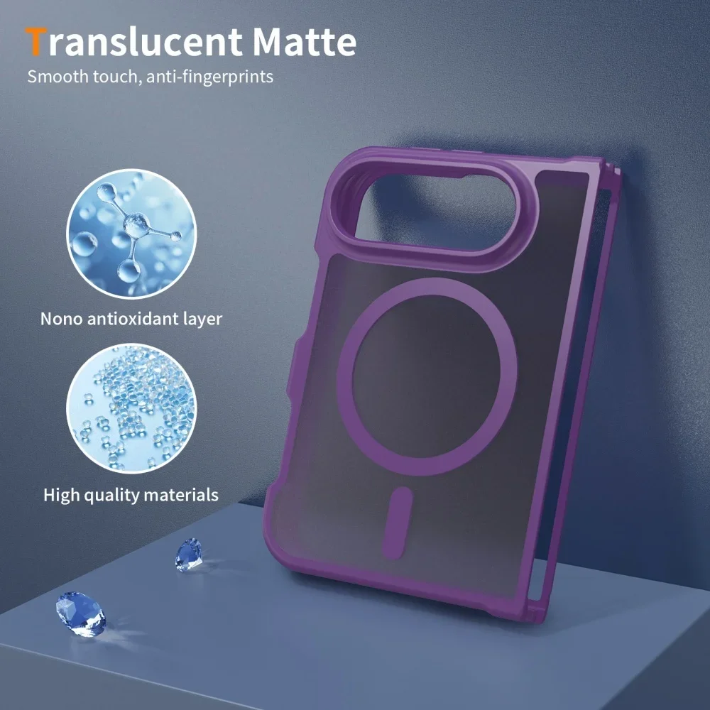 Slim Matte Translucent For Magsafe Case For iPhone Duo duo DUO Fold Wireless Charging Shockproof Back Front PC Hard Cover