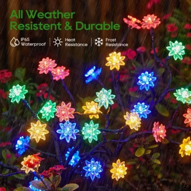 Lampes solaires multicolores à LED, prise de terre, étanche, sans fleur, jardin, pelouse, extérieur, nouveau, 2024