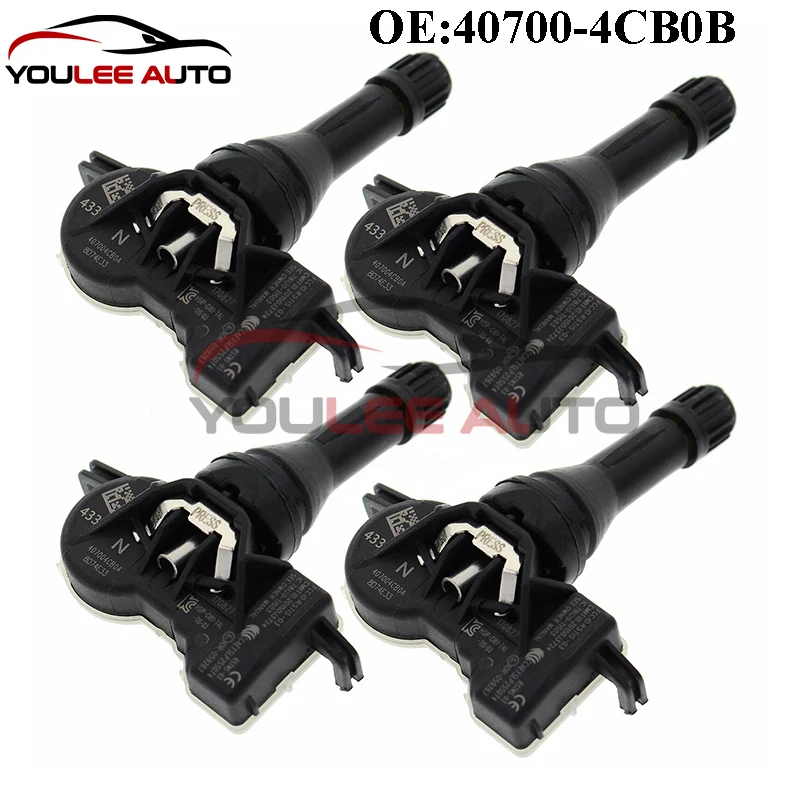 4PCS 40700-4CB0B 40700-4CB0A TPMS Tire Pressure Sensor For Nissan Altima Rogue Leaf Infiniti QX50 Renault Megane Lada Auto Parts