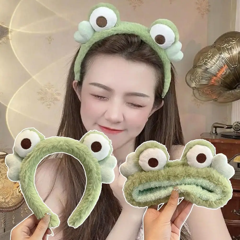 Big Eyes Frog Hair Band For Women Wide-brimmed Elastic Hairbands Cute Animal Girls Headband Hair Accessories W8J3