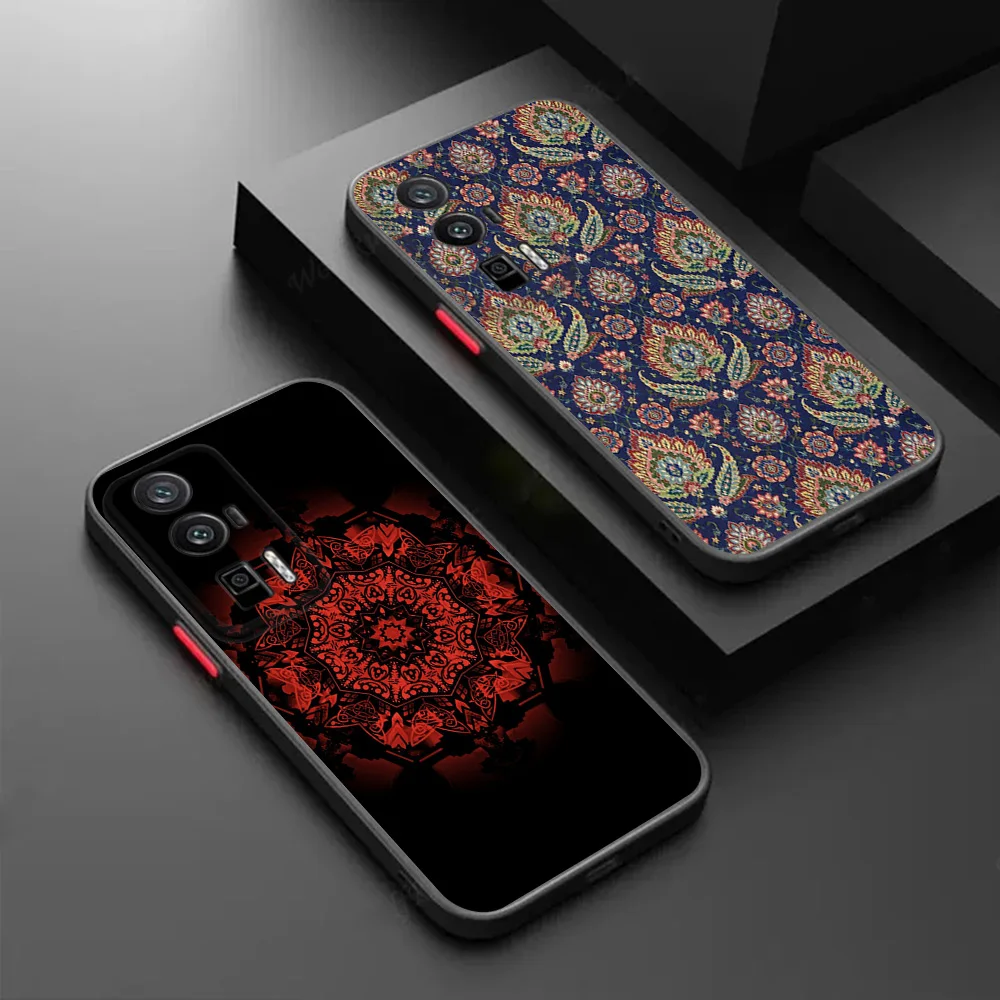 Coque de téléphone pour Xiaomi Poco X4 C51 C50 C40 M5 X5 X3 F3 13 Lite 14, Mandala abstrait Redmi 13C A1 A2 K40, noir, translucide