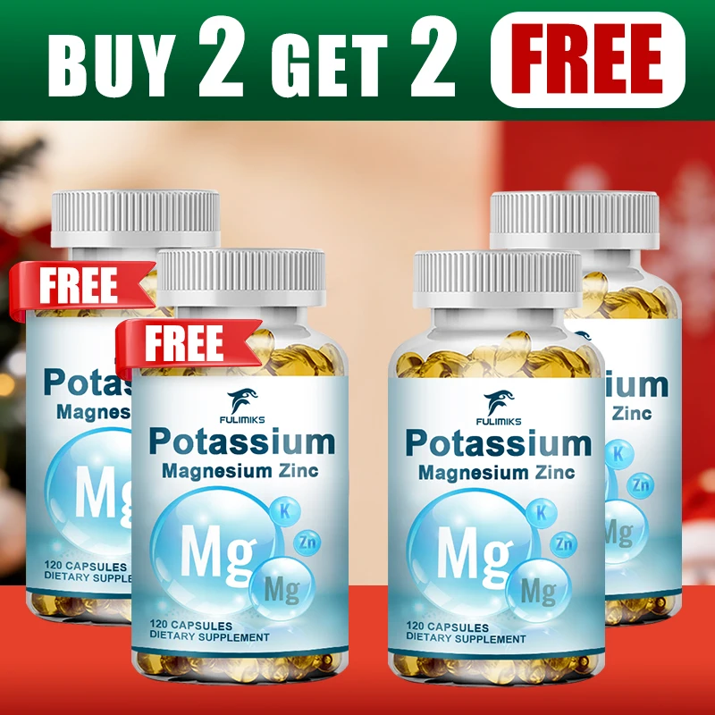 Buy 2 Get 2 Free! Potassium Magnesium Zinc Supplement, Support Stress Relief, Balance Mood & Vitality, Double Strength