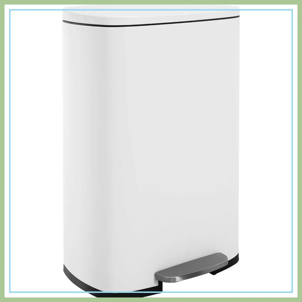 

13 Gallon Trash Can with Lid, Soft-Close Step Pedal, Hands-Free, Easy to Clean, for Kitchen Office Bathroom