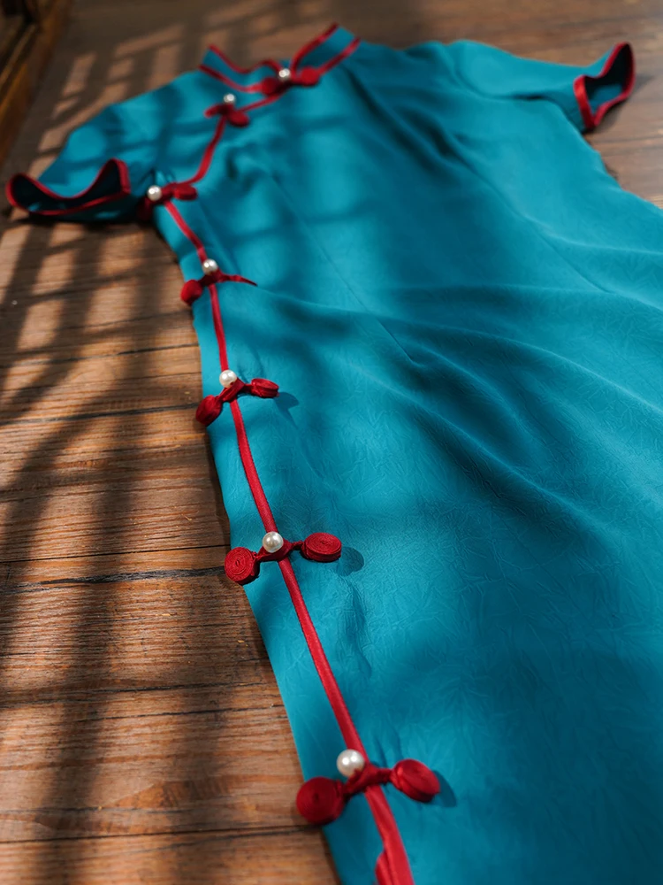 

Потрясающее новое китайское летнее синее платье-ципао для молодых девушек, повседневное, в стиле Dr. SuCheng Diary, модное, для молодых женщин