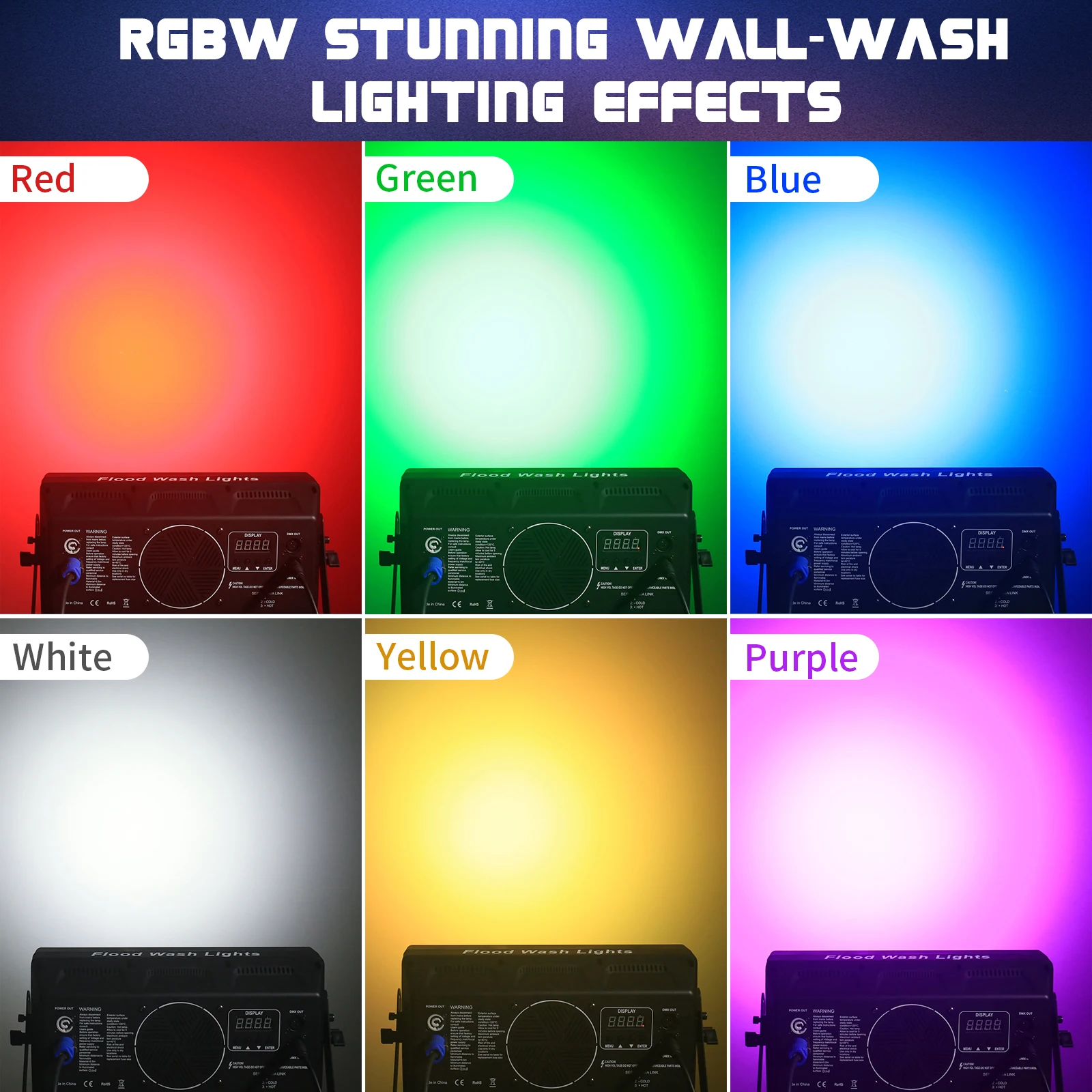 Yiflamefly 2Pcs RGBW LED Strobe Lights and Wash Light DJ Disco Lights Flash Lighting DMX512 Control for Wedding Birthday Party