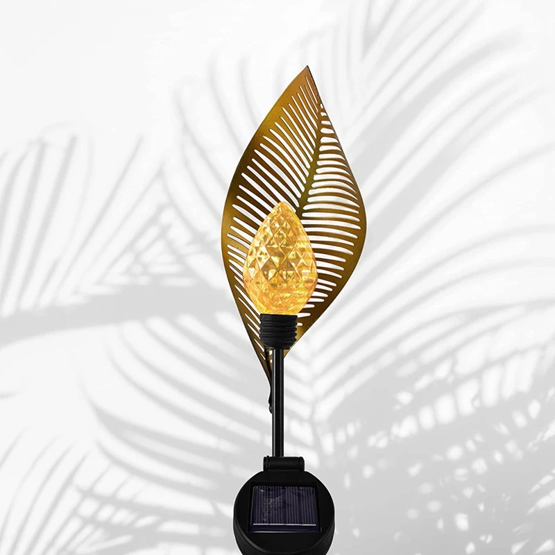 TKOH-Solar Garden Light Art Metal Leaf Теплый белый светодиодный уличный садовый светильник на солнечной энергии для украшения двора