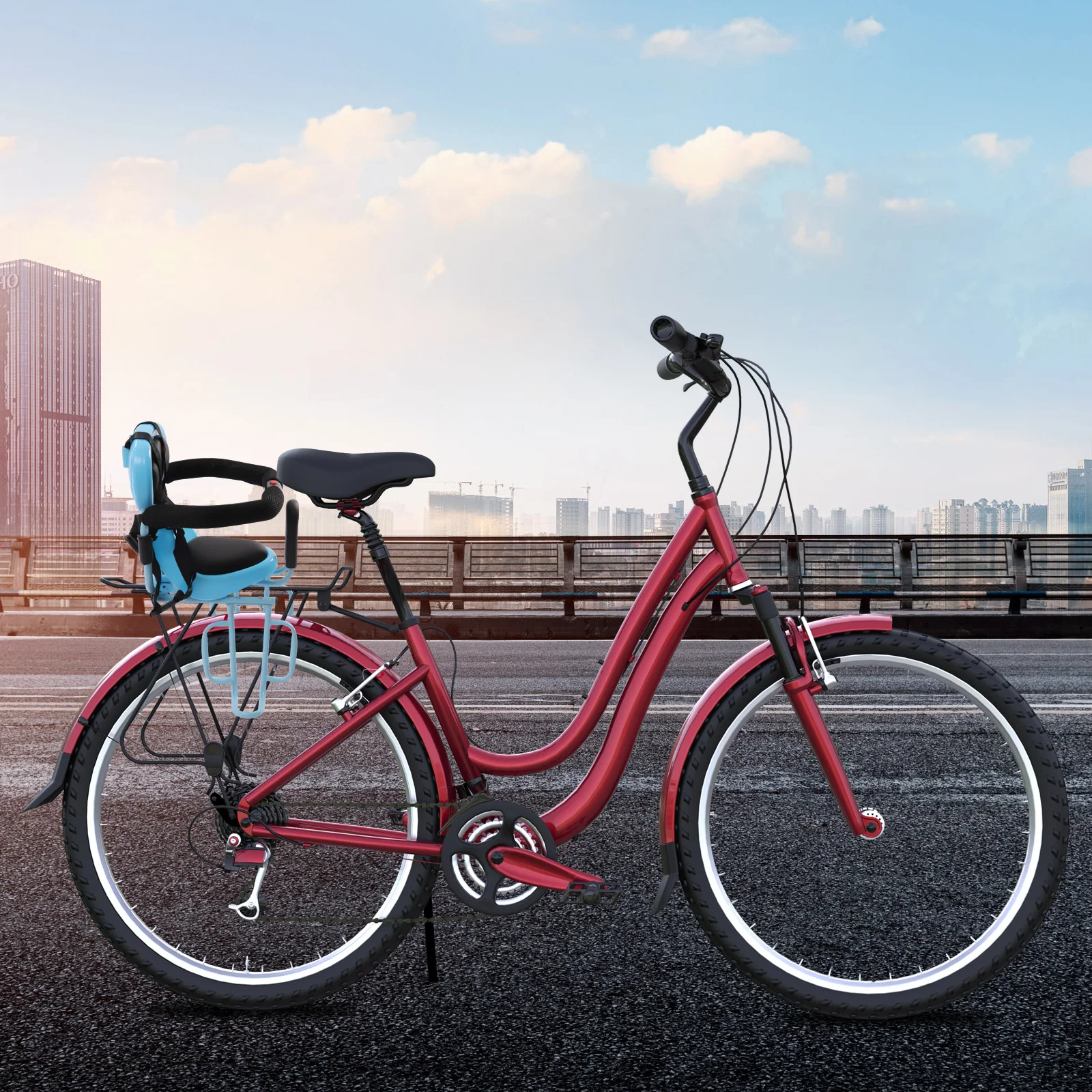 مرفق مقعد الدراجة الخلفي للأطفال للبالغين مع حزام أمان ومسند للقدمين وحامل دراجة للأطفال مناسب للأطفال #4