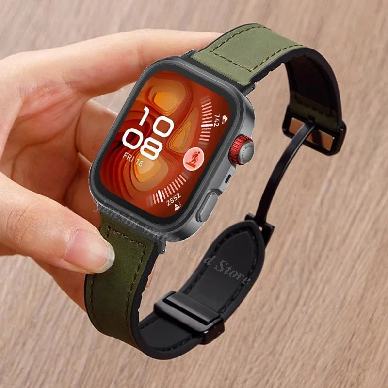 حزام سيليكون جلدي لساعة Huawei Watch Fit 4 Pro Fit3 Band حزام رياضي بحلقة مغناطيسية لسوار Huawei Fit4 Fit4Pro