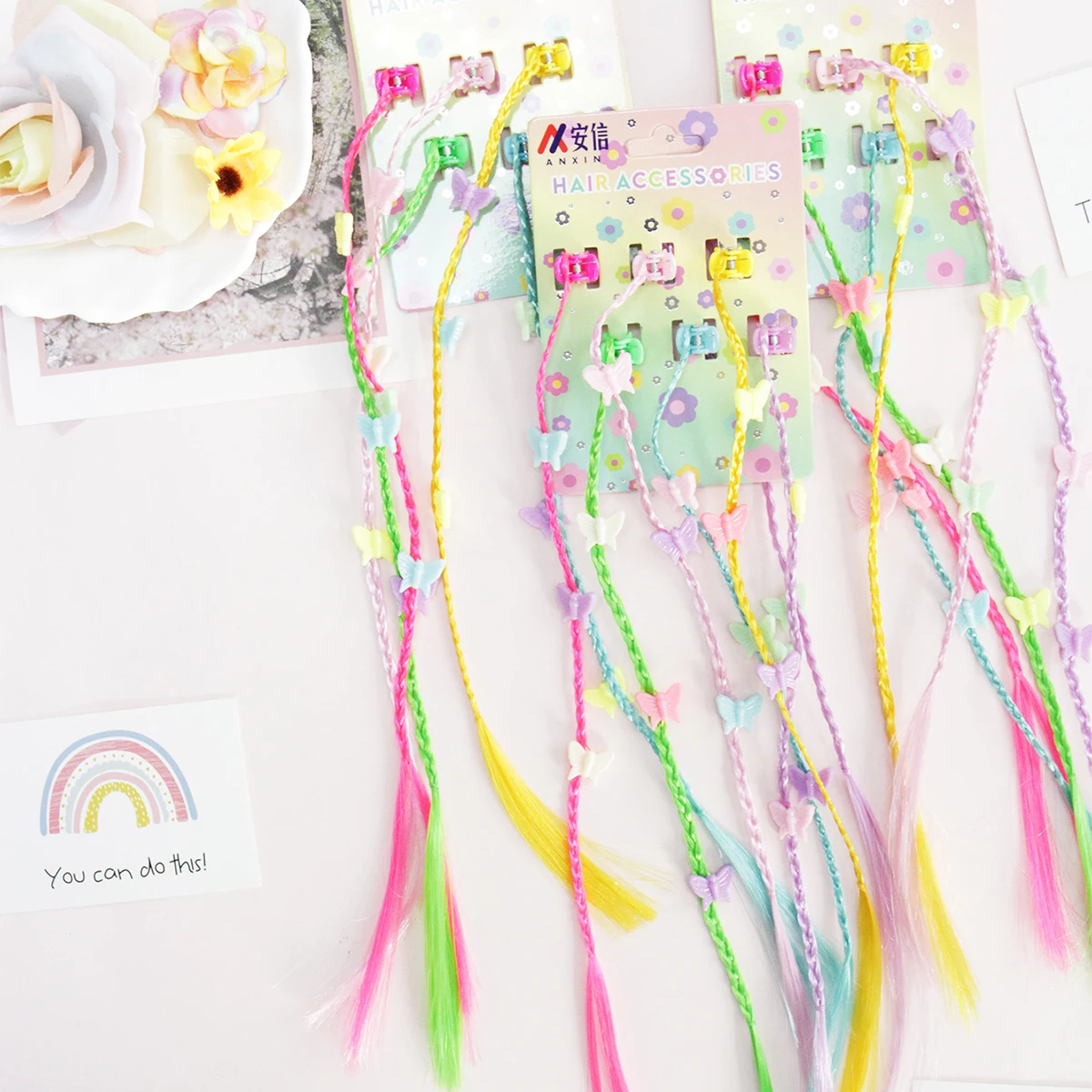 

Симпатичный зажим для косички-бабочки дофамина, аксессуар для волос в виде сладкой цветной косички, косички для парика из синтетического волокна, идеально подходят для ежедневного использования