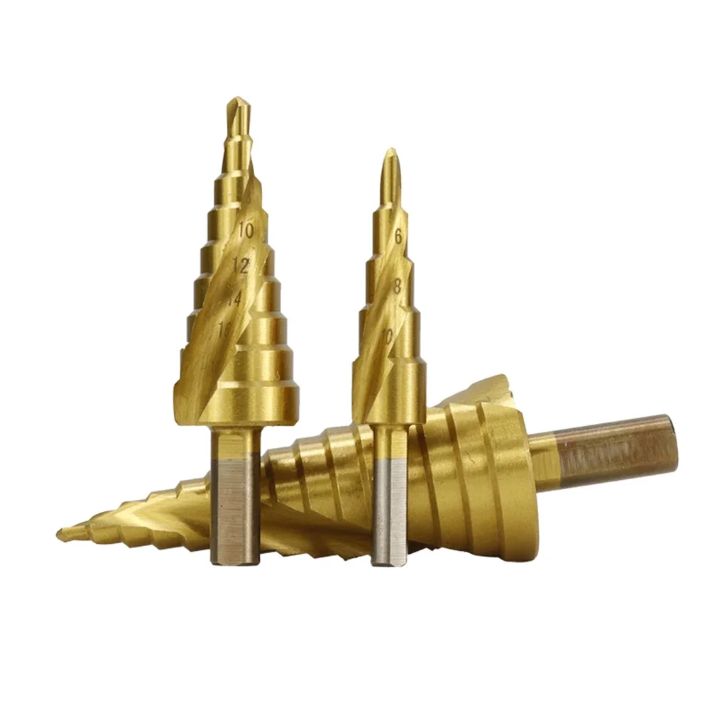 

4-12 4-20 4-32mm Titanium Coated HSS Step Drill Bit Spiral for Wood Metal Hole ing Cone