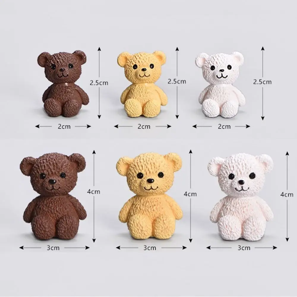 Micro Landscape Decoration Cute Miniature Bear Figurines Mini Funny Cartoon Animal Statue Plastic Handmade Bear Ornament Garden