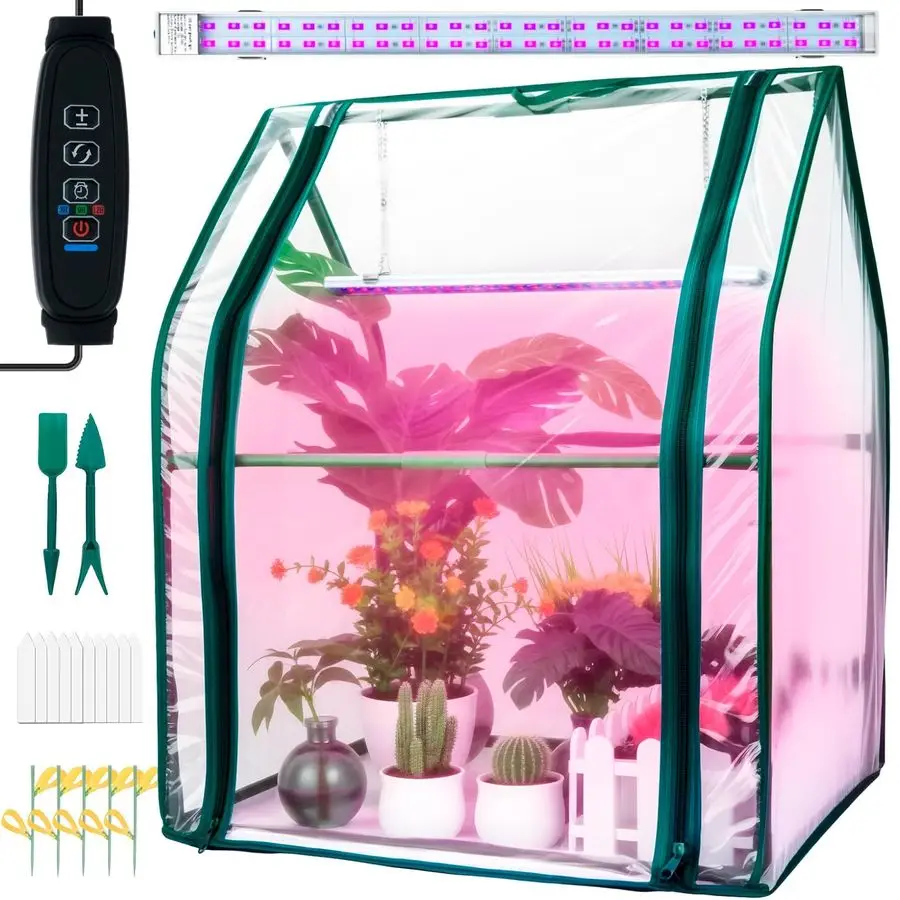 

Мини-теплица для дома с фитолампой, 15 Вт, полный спектр, с таймером, для рассады, для использования в помещении и на улице