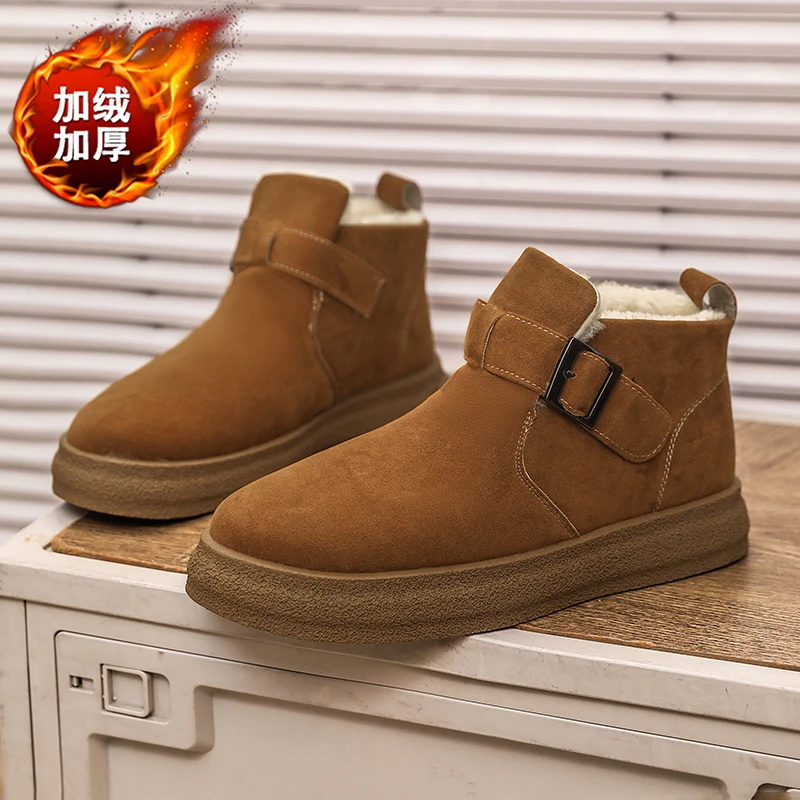 أحذية الثلوج الشتوية للرجال 2025، مبطنة بالفرو الصناعي ومقاومة للماء، مضادة للانزلاق لخروج الحضرية غير الرسمية