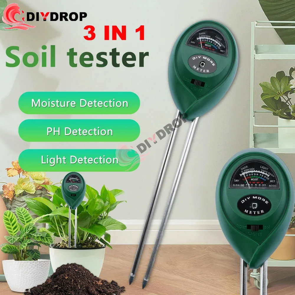 3 In 1 PH Meter Humidity/Light Detection Instrument Soil Moisture Water Acidity Tester Garden Plants Flowers Moist Tester Meter