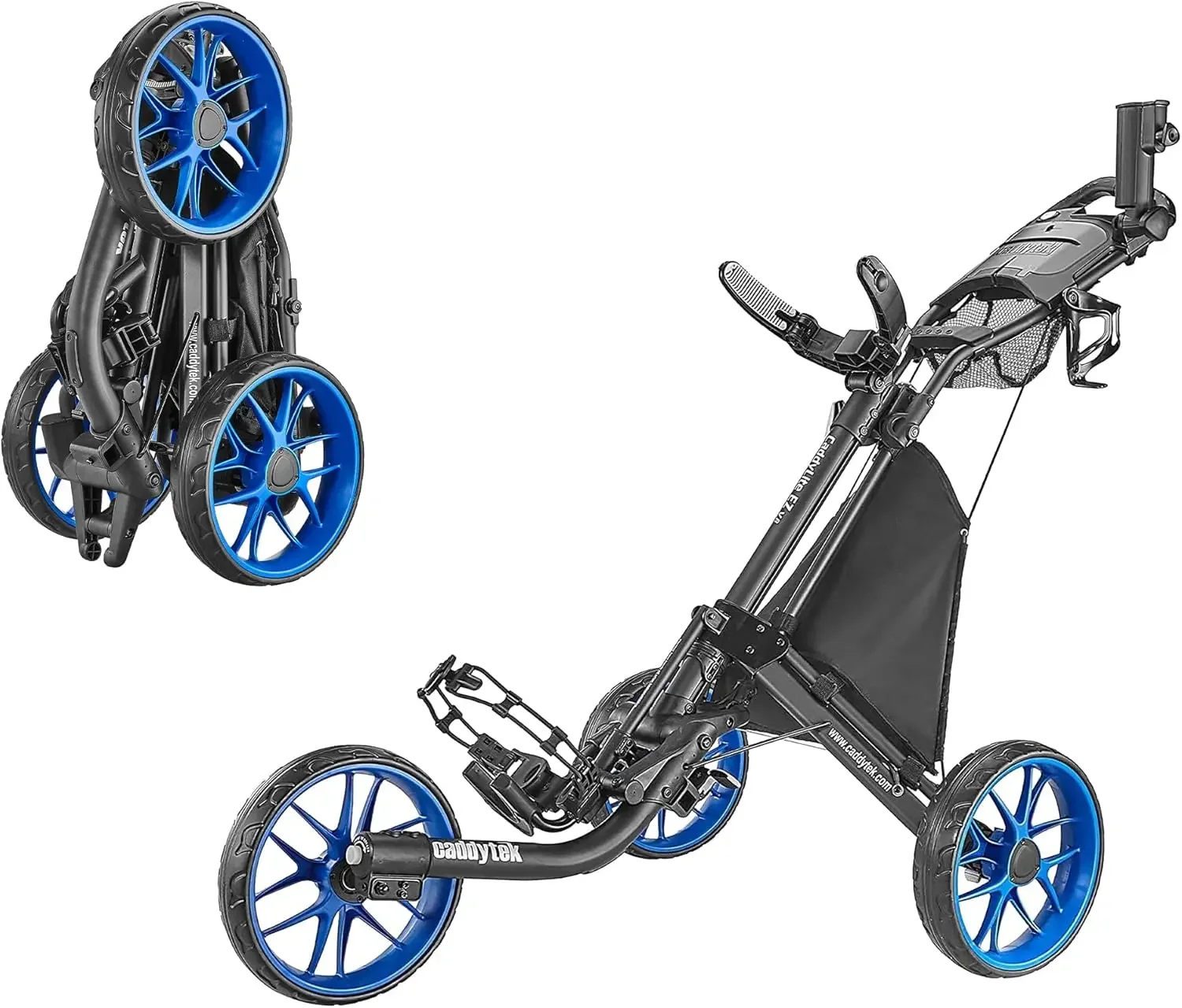 CaddyLite EZ V8 3 Wheel Golf Push Cart - Golf Trolley Foldable Collapsible Lightweight Pushcart with Foot Brake - Easy