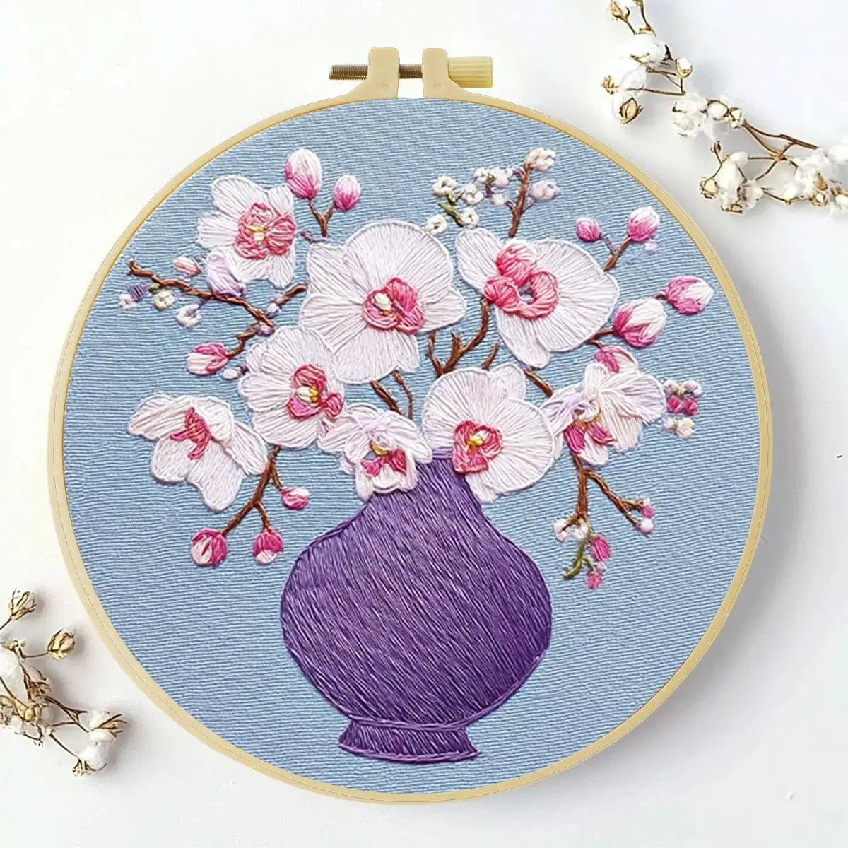 1 Stück 20X20CM/15X15CM 7,87/6,3 Zoll Pflanzen - Blumen Stickerei Starter-Kit DIY-Kit DIY-Stickerei-Set Handarbeiten Nadelkunst – Detail 2