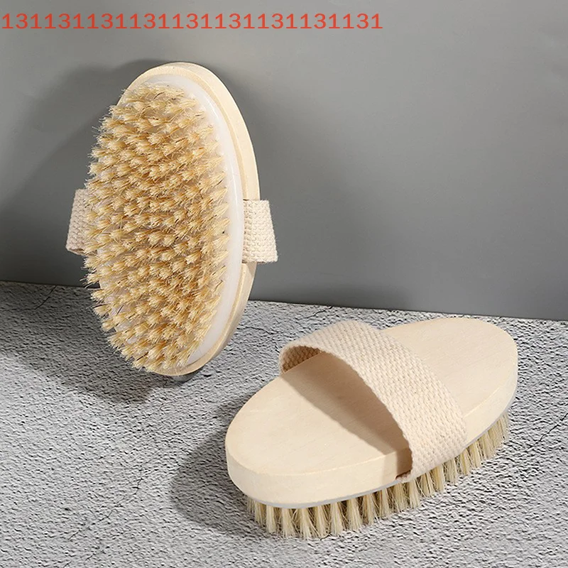 Natural Bristle Brush Soft Wet Dry Skin Body SPA Brush Bath Massager Home Dry Wet Back Shower Brushes Exfoliating Bathing Brush