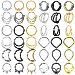 Surgical Steel Snake Moon Nose Rings Body Clips Hoop 16G Tragus Septum Cartilage Piercing Jewelry For Women Men Girl Gift