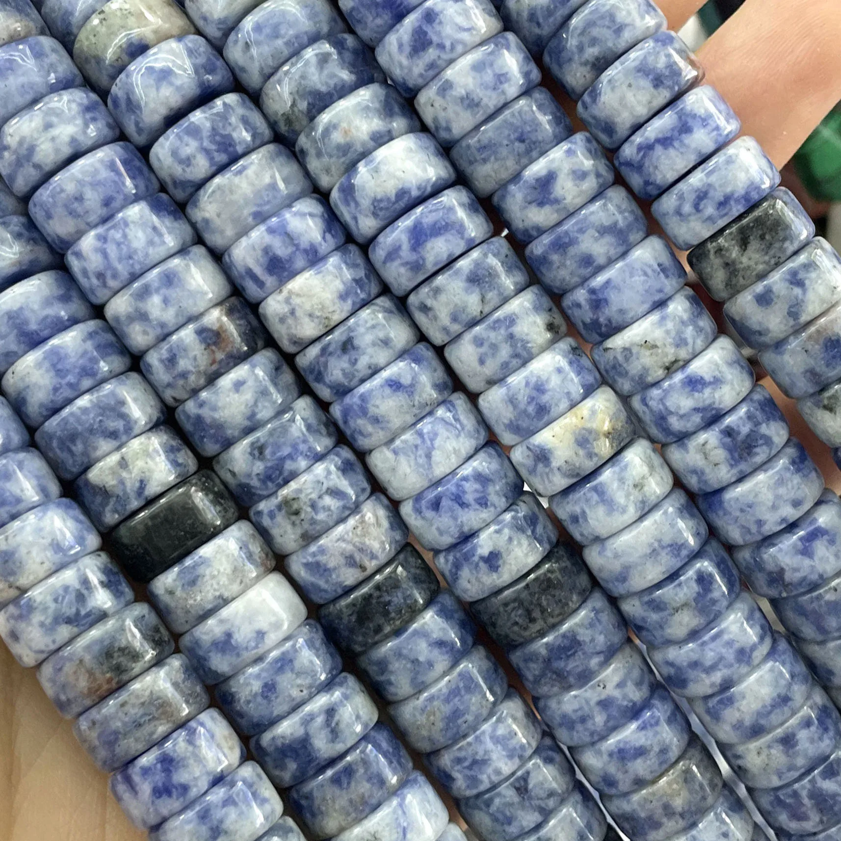 Naturstein-Rondelle-Agat-Quarz-Jade-Flachrunde-Abstandsperlen für Schmuckherstellung, DIY-Armband-Halsketten-Zubehör 6X12MM – Detail 12