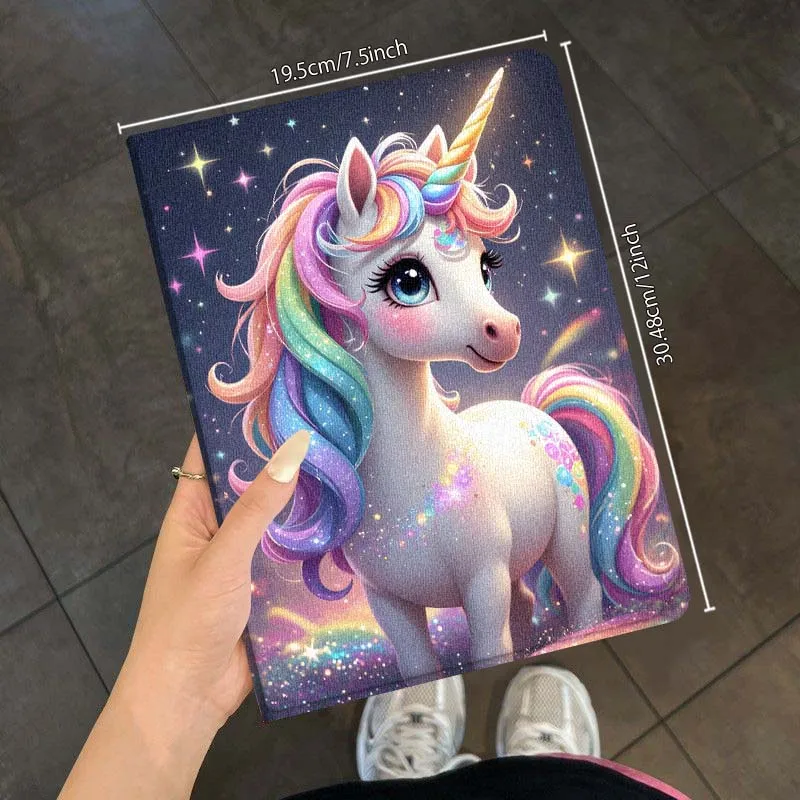 حافظة كمبيوتر لوحي لطيفة على شكل وحيد القرن لهاتف سامسونج جالاكسي تاب A A7 A8 A9 A11 S6 S11 Lite Plus 10.1 10.4 10.5 بوصة