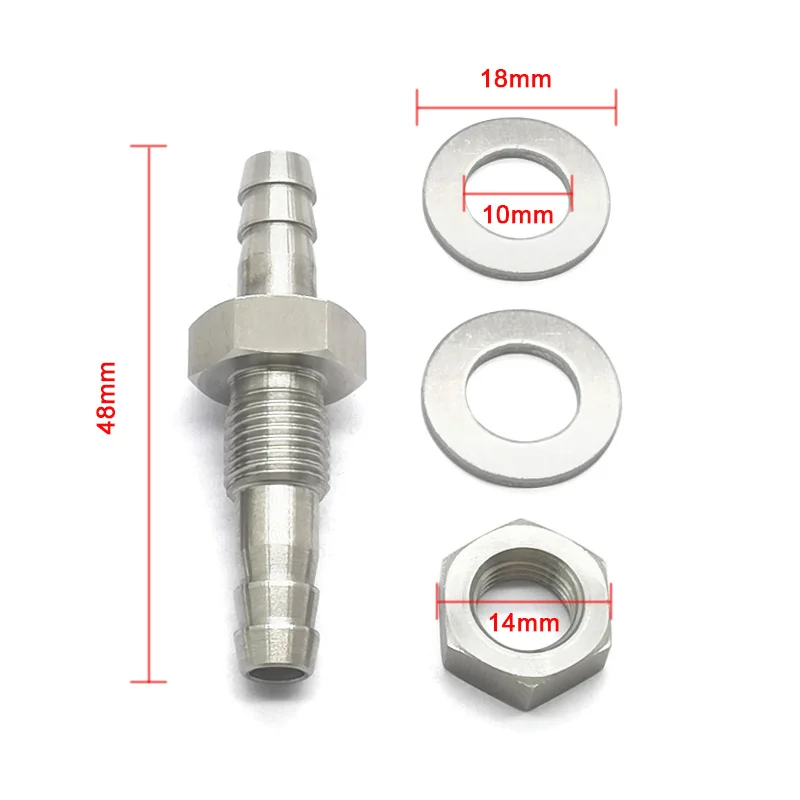 

1/4" Hose Barb Thru-Bulk Bulkhead Straight Hex Union Stainless Steel Fitting