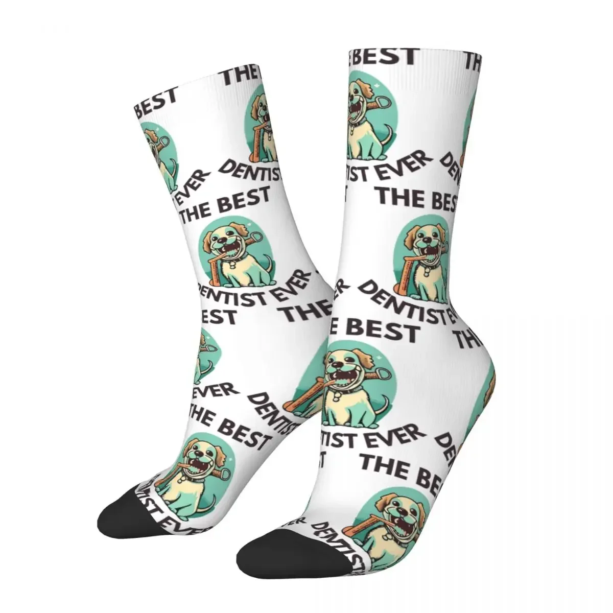 The Best Dentist Ever Dog Socks Harajuku Sweat Absorbing Stockings All Season Long Socks Accessories for Man's Woman's Gifts