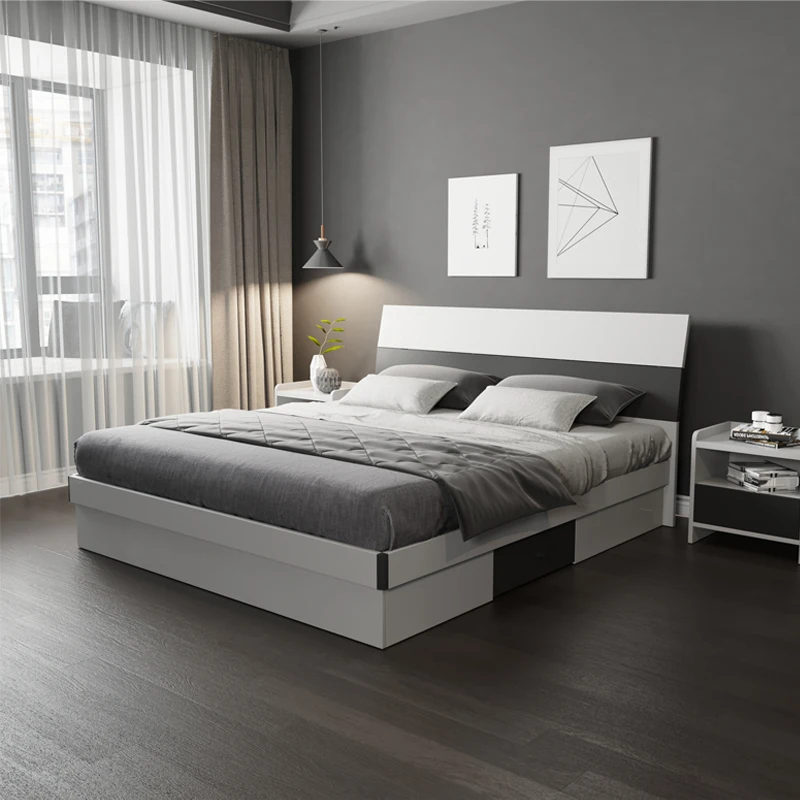 Guangzhou Modern Super King White Wooden Bed Room Queen Bed Framebed Comforter Set Large Single Bed Slat Frame With Storage