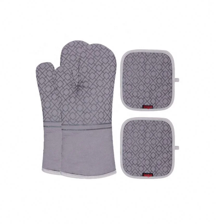 

2025 Hot 4Pcs Heat Resistant Silicone Oven Mittens with Mini Oven Mitts Hot Pads Potholders for Kitchen Baking Cooking