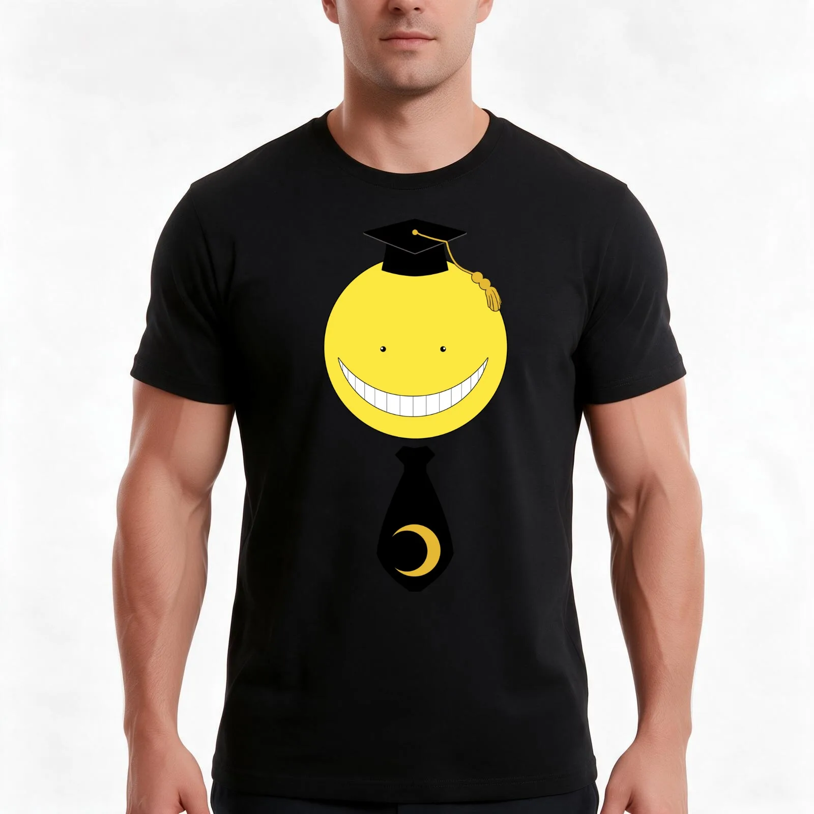 Koro Sensei T-Shirt, Summer Casual Cotton Tee, Oversized Streetwear Tops, Vintage Graphic Print, Loose Fit Short Sleeve