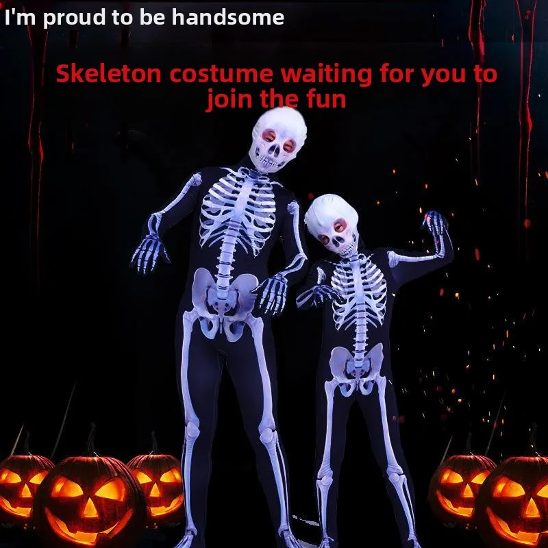loween Gioco di scheletro per bambini Costume cosplay Terrore Vestito Costume di scena tradizionale cinese per bambini Autunno 2024