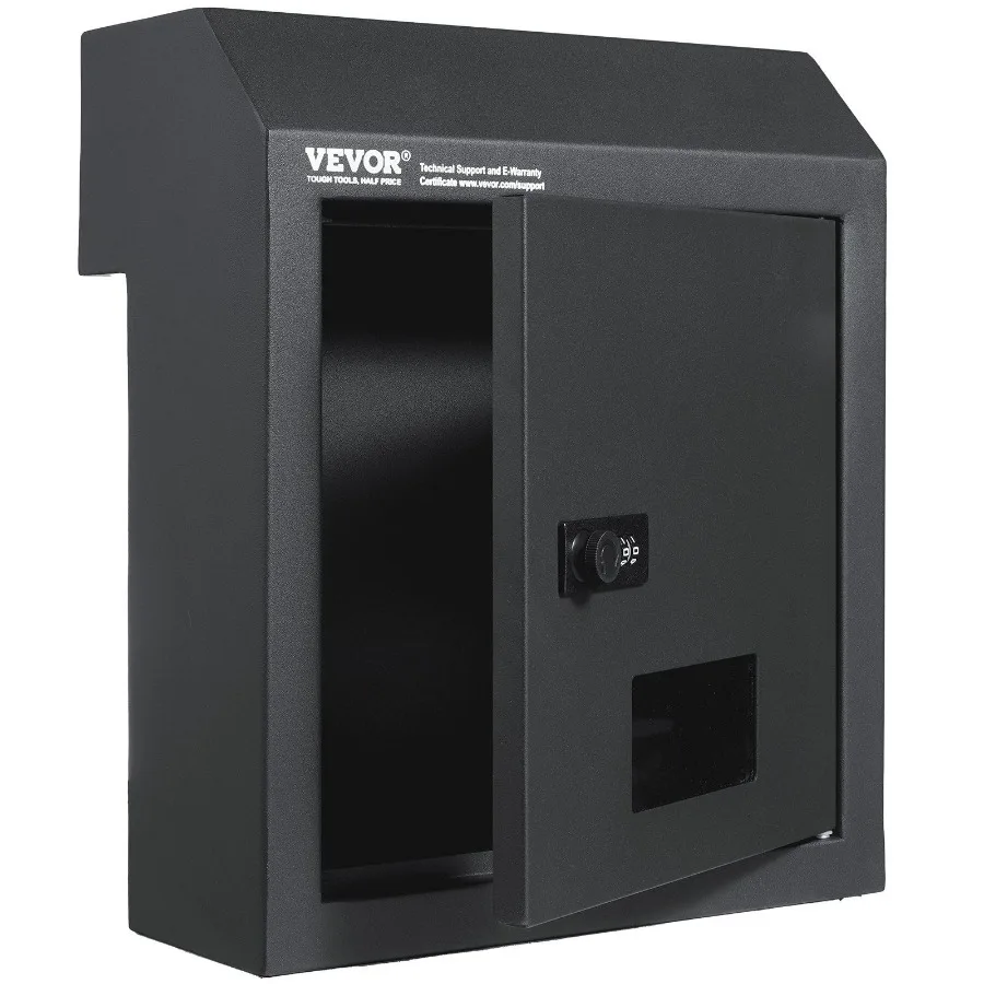 

Through The Door Key Drop Box Heavy Duty Steel Through the Door Mailbox with 12 Combination Lock Mail Drop Box Dark Gray