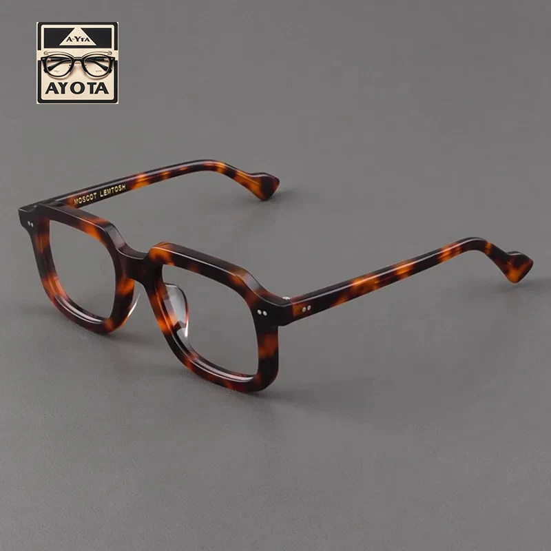 High Quality Vintage Eyeglasses Frame Women's Tortoiseshell Thick Frame Square Acetate Reading Men's Prescription Glasses