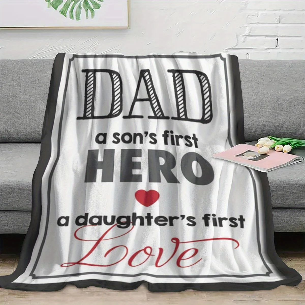 Personalized Dad Son Daughter Gift Throw Blanket Wall Decor Family Love Tapestry Nursery Keepsake Art Gift for Baby Boy Girl Mom